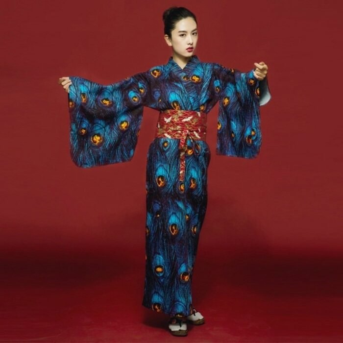 Kimono Japonais Femme Bleu à motif original