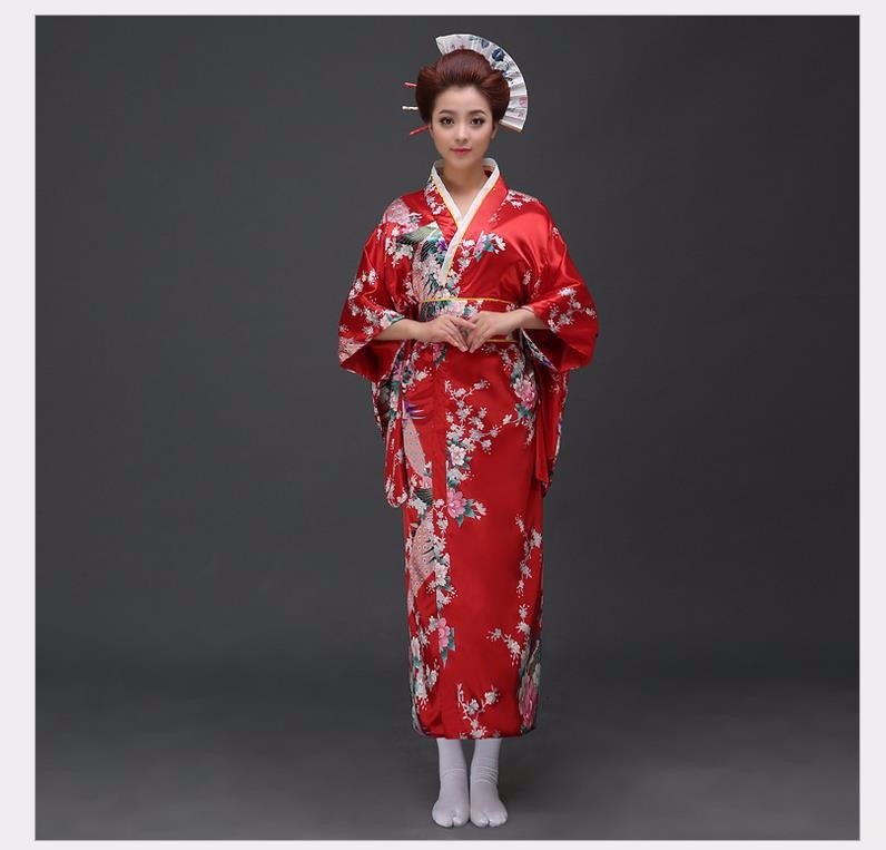 Kimono Japonais Femme Traditionnel Rouge