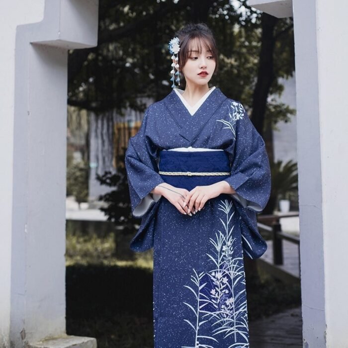 Kimono Japonais Femme Bleu Traditionnel