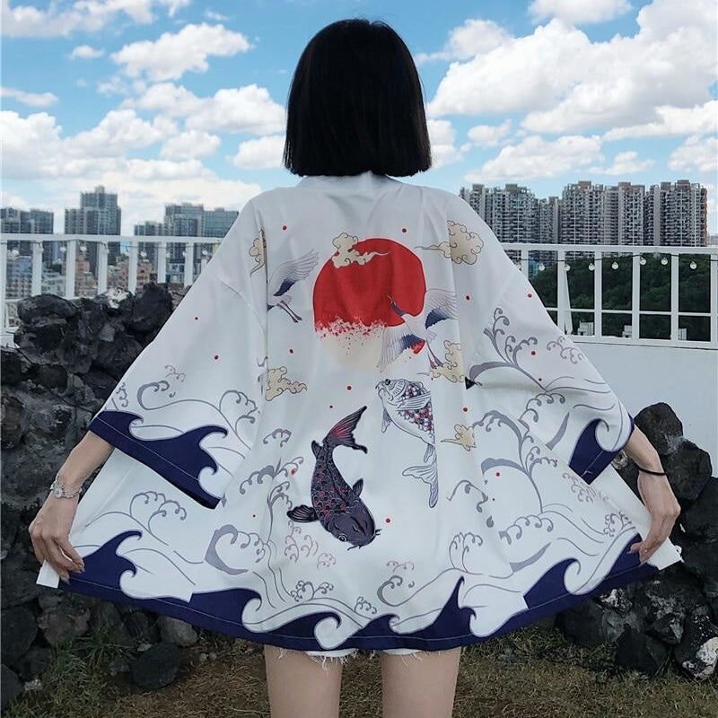 Veste Kimono Femme Fluide Blanc
