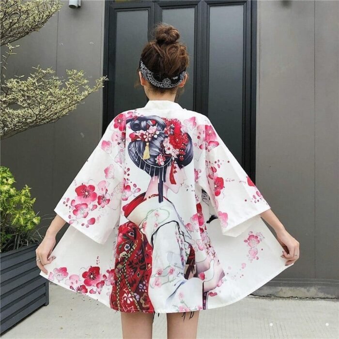 Veste Kimono Femme Geisha Blanc