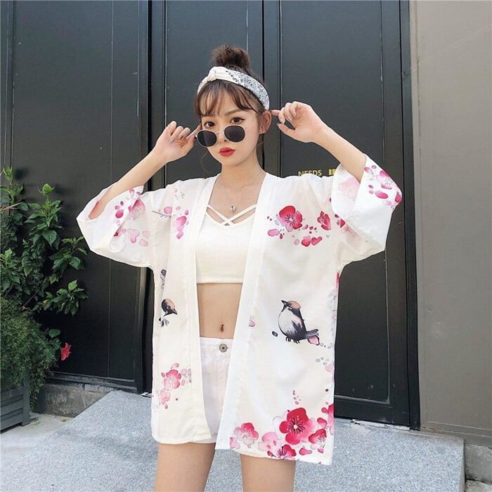 Veste Kimono Femme Blanc