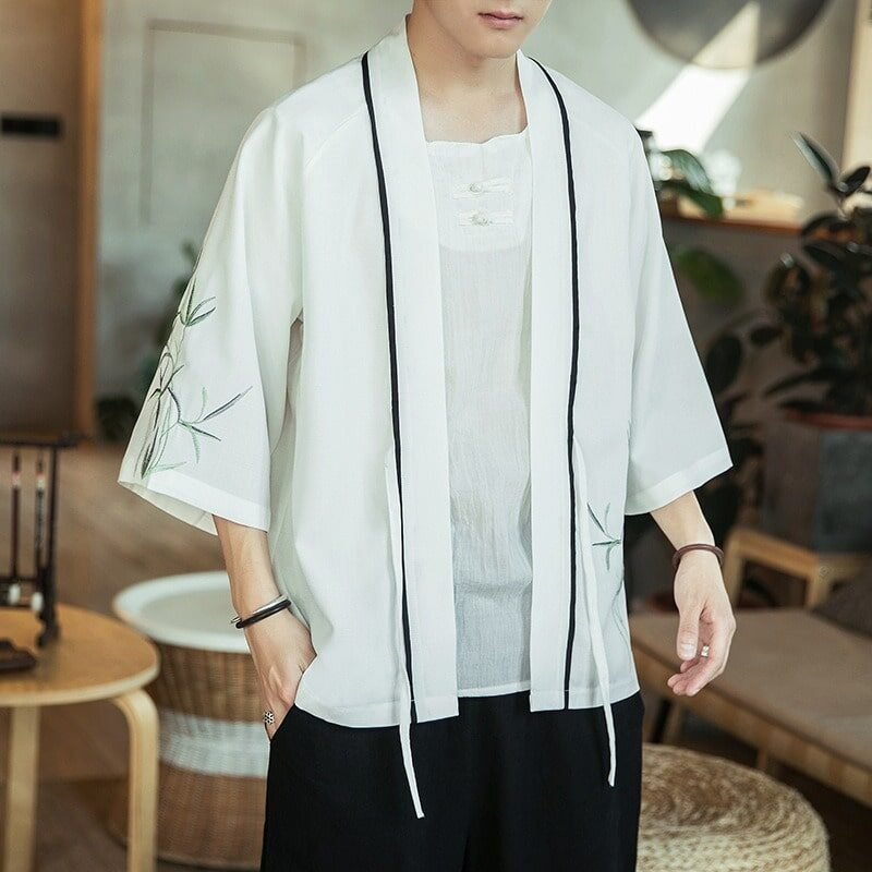 Veste Kimono Homme Bambou Blanc