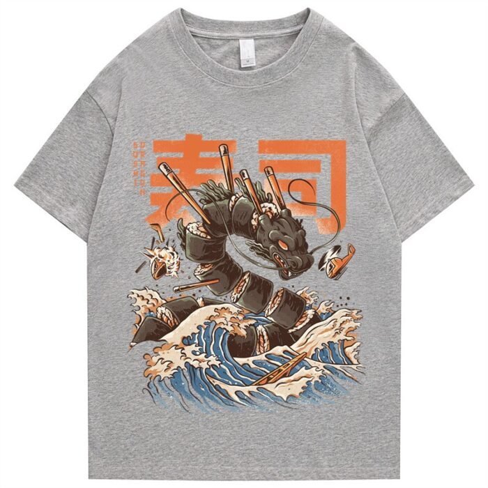 T-Shirt Japonais Sushi Gris
