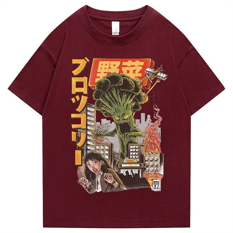 T-Shirt Japonais Manga Rouge Bordeaux