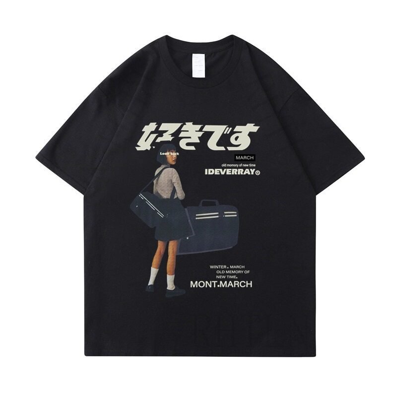T-Shirt Japonais Femme Noir