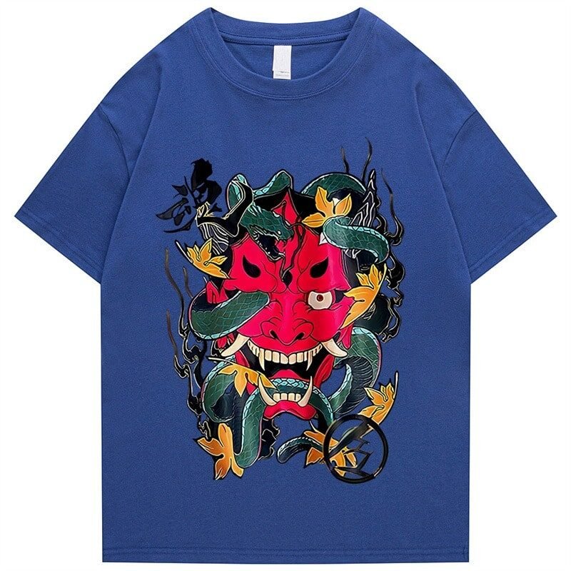 T-Shirt Japonais Oni Bleu