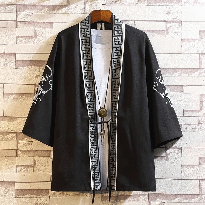 Veste Kimono Style Ancien Noir