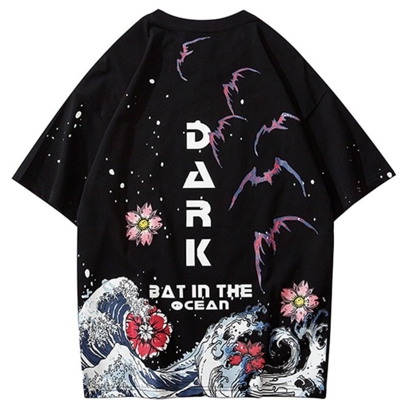 T-Shirt Motifs Japonais Noir