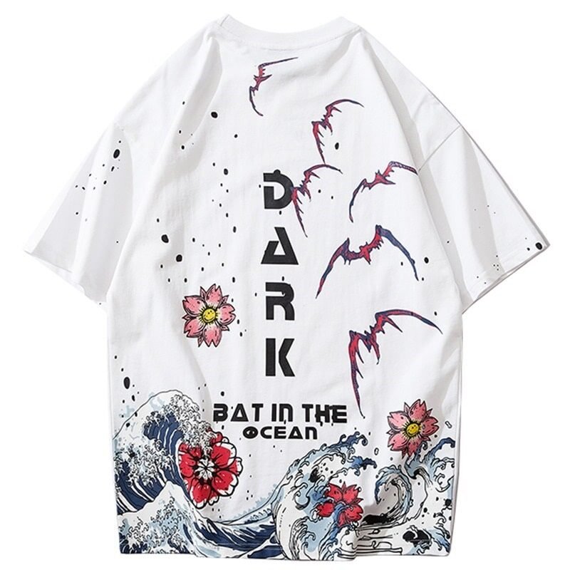 T-Shirt Motifs Japonais Blanc