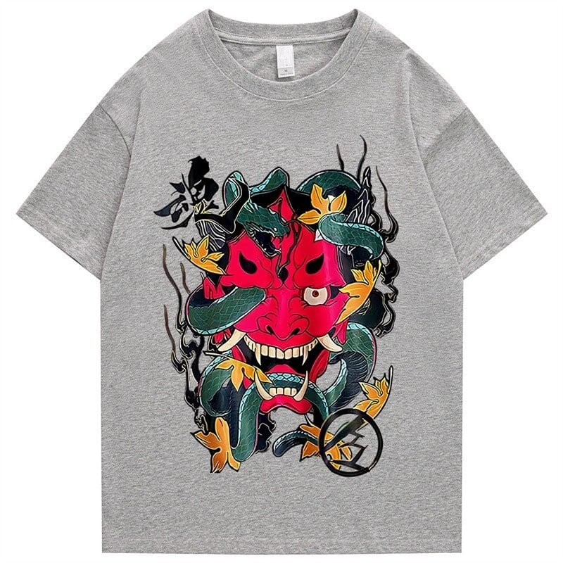 T-Shirt Japonais Oni Gris