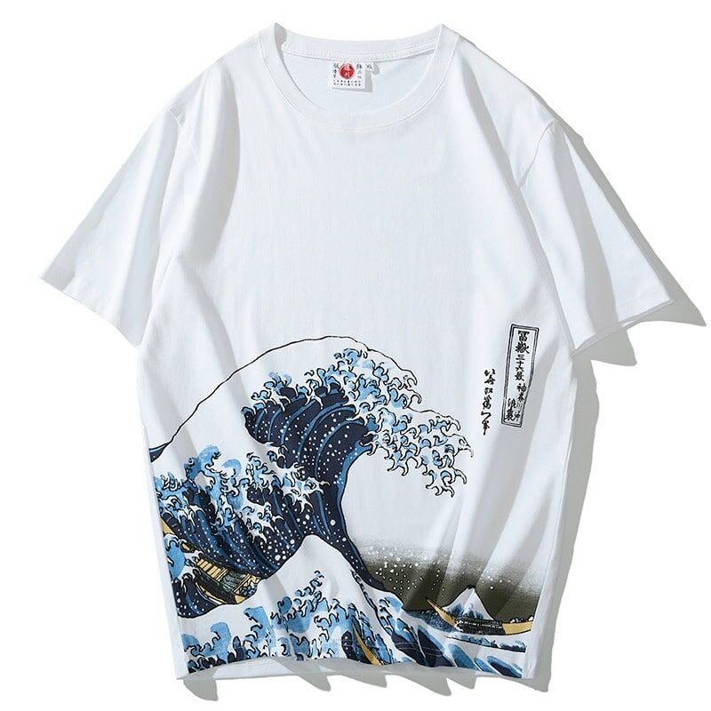 T-Shirt Vague de Kanagawa Blanc