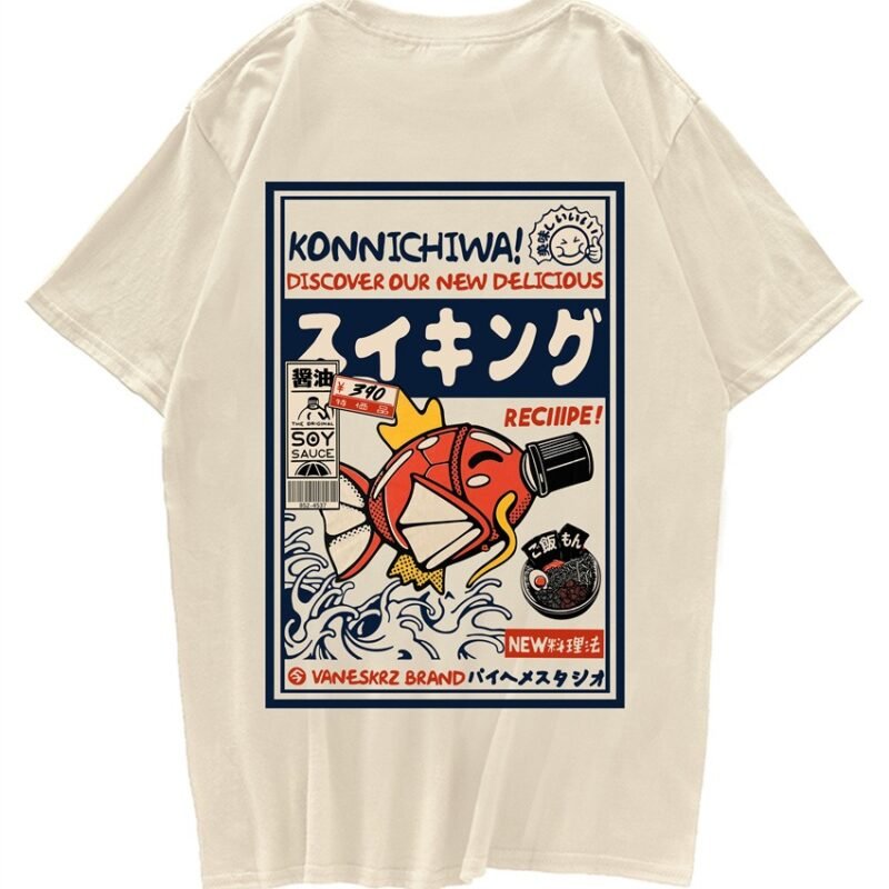 T-Shirt Japonais Konnichiwa Beige