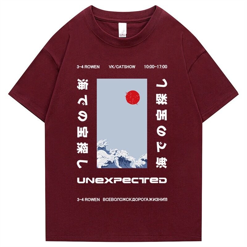 T-Shirt Japonais Vintage Rouge Bordeaux